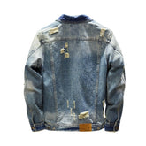 Men's Nostalgic Ripped Slim-fit Denim Jacket